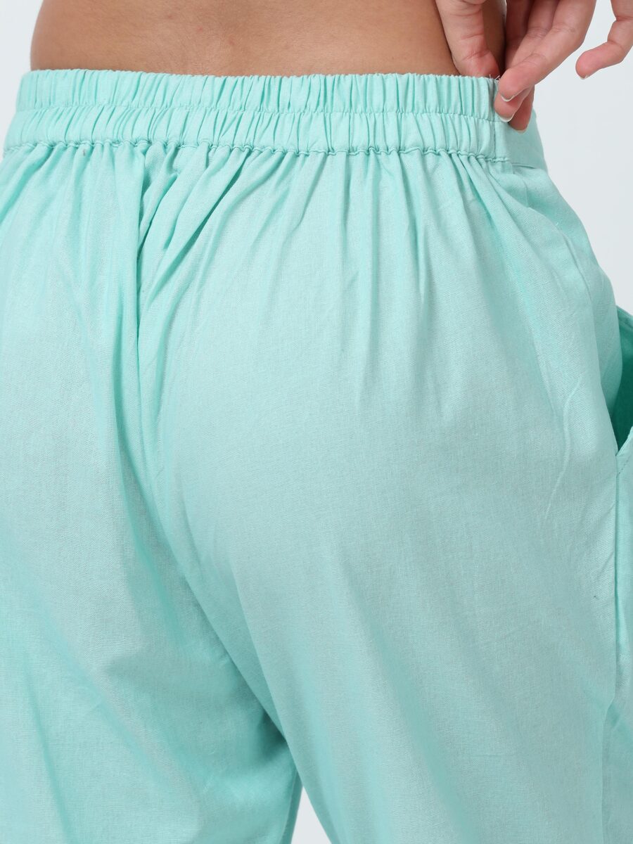 Marcia Aqua Solid Cotton Regular Trousers - Image 6