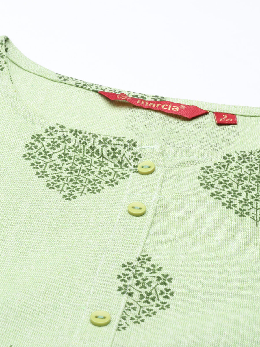 Marcia Green Printed Cotton Straight Kurta Set - Image 7