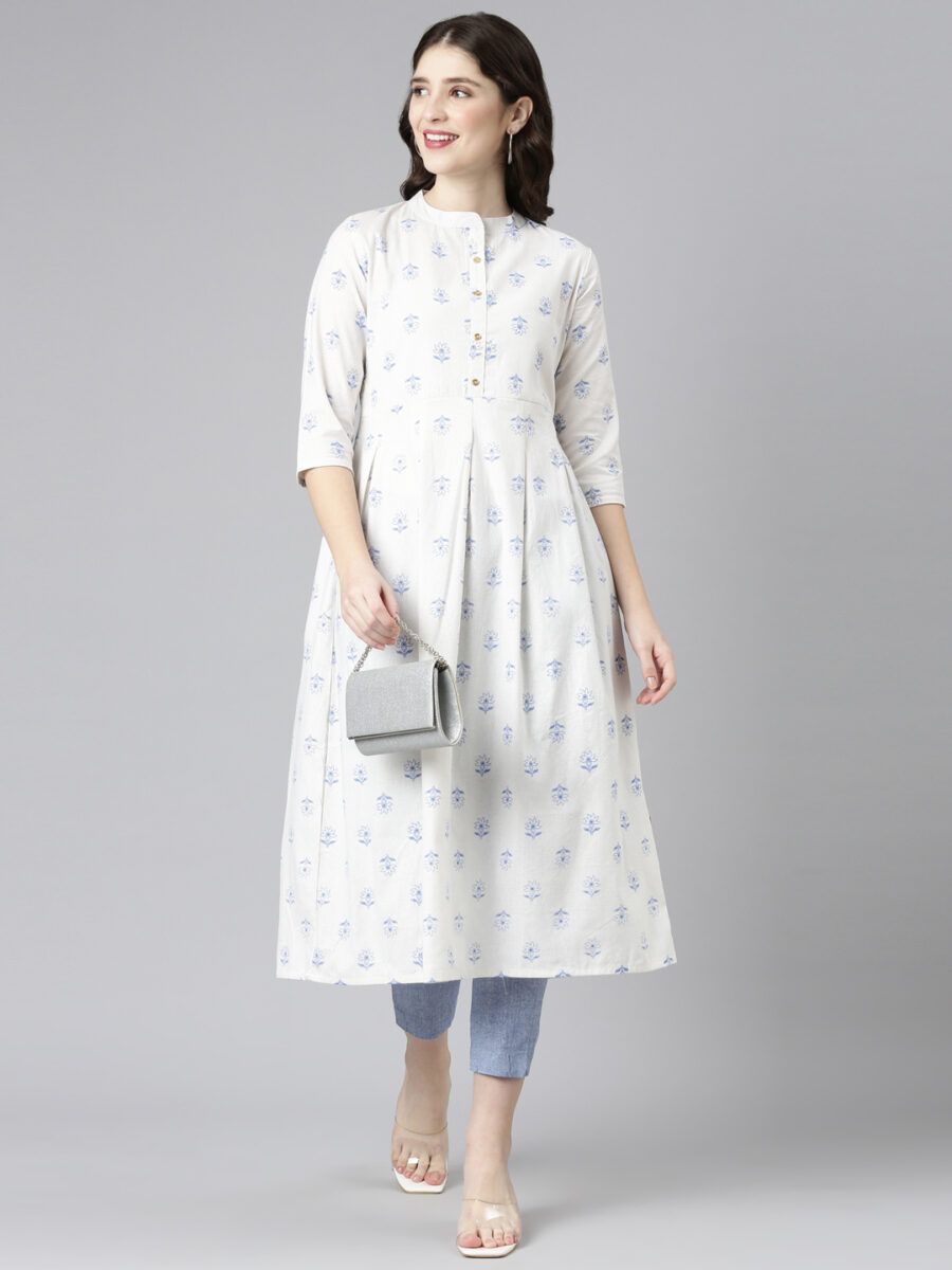 Marcia Blue Solid Cotton Straight Trousers - Image 5