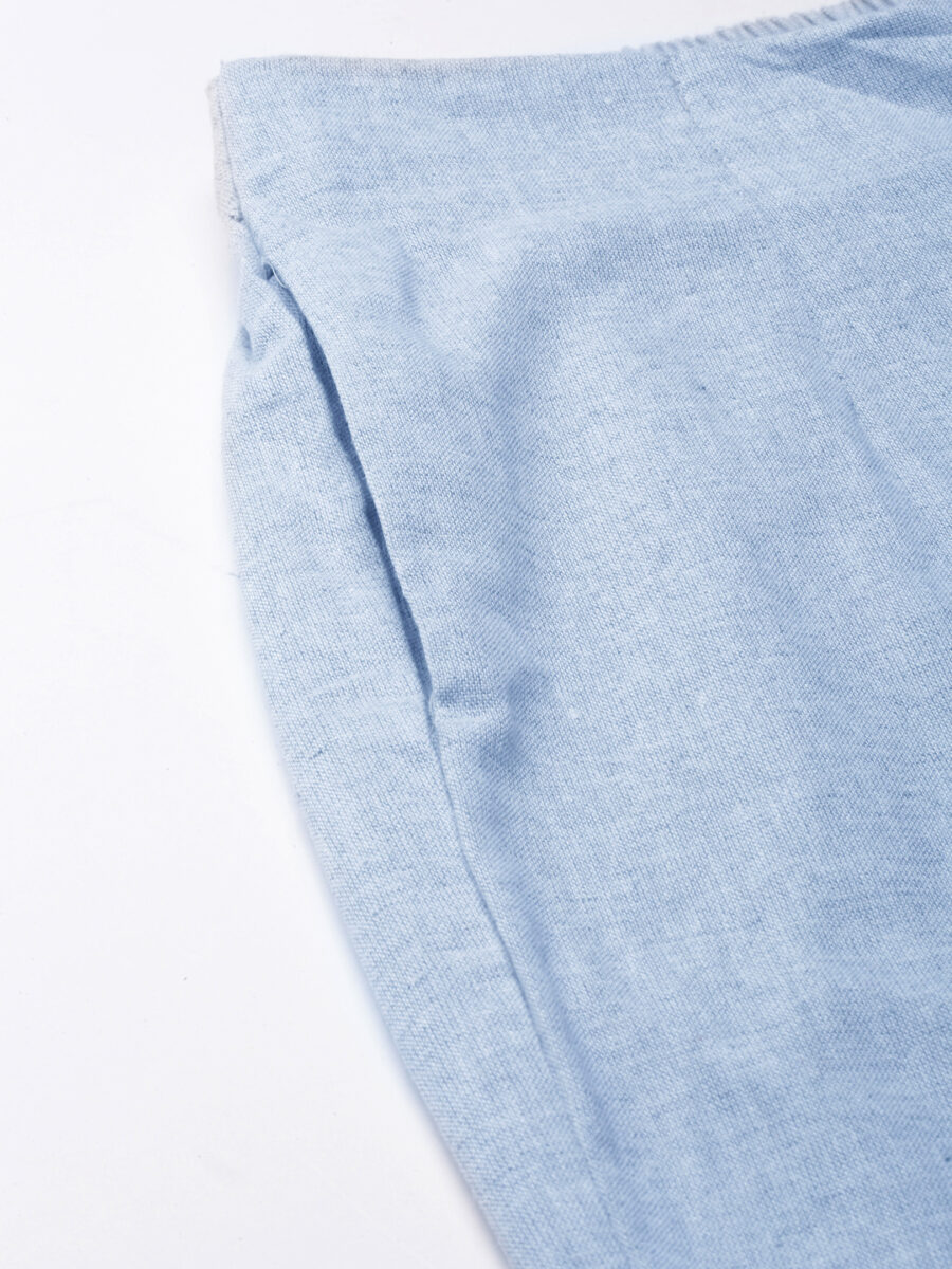 Marcia Blue Solid Cotton Straight Trousers - Image 6