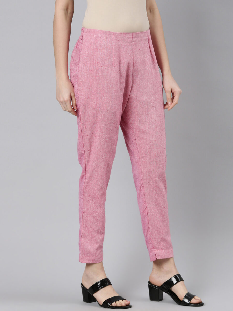 Marcia Pink Solid Cotton Regular Trousers - Image 8