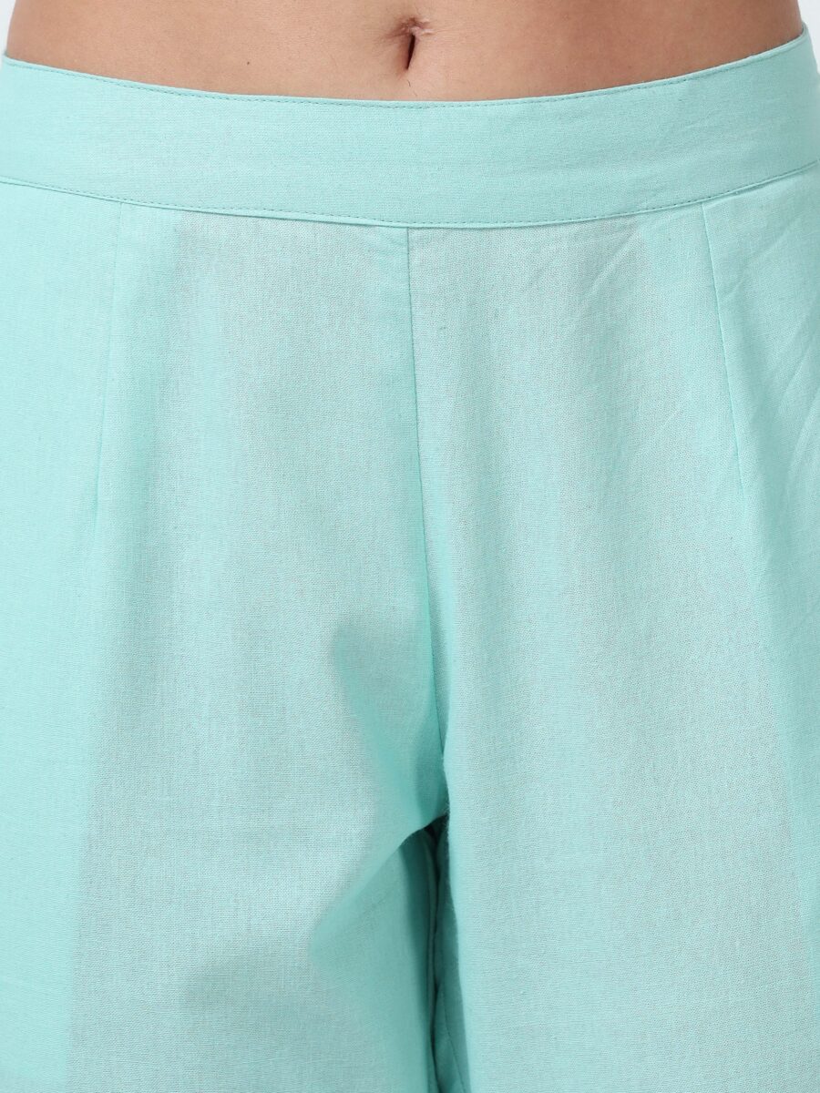 Marcia Aqua Solid Cotton Regular Trousers - Image 7