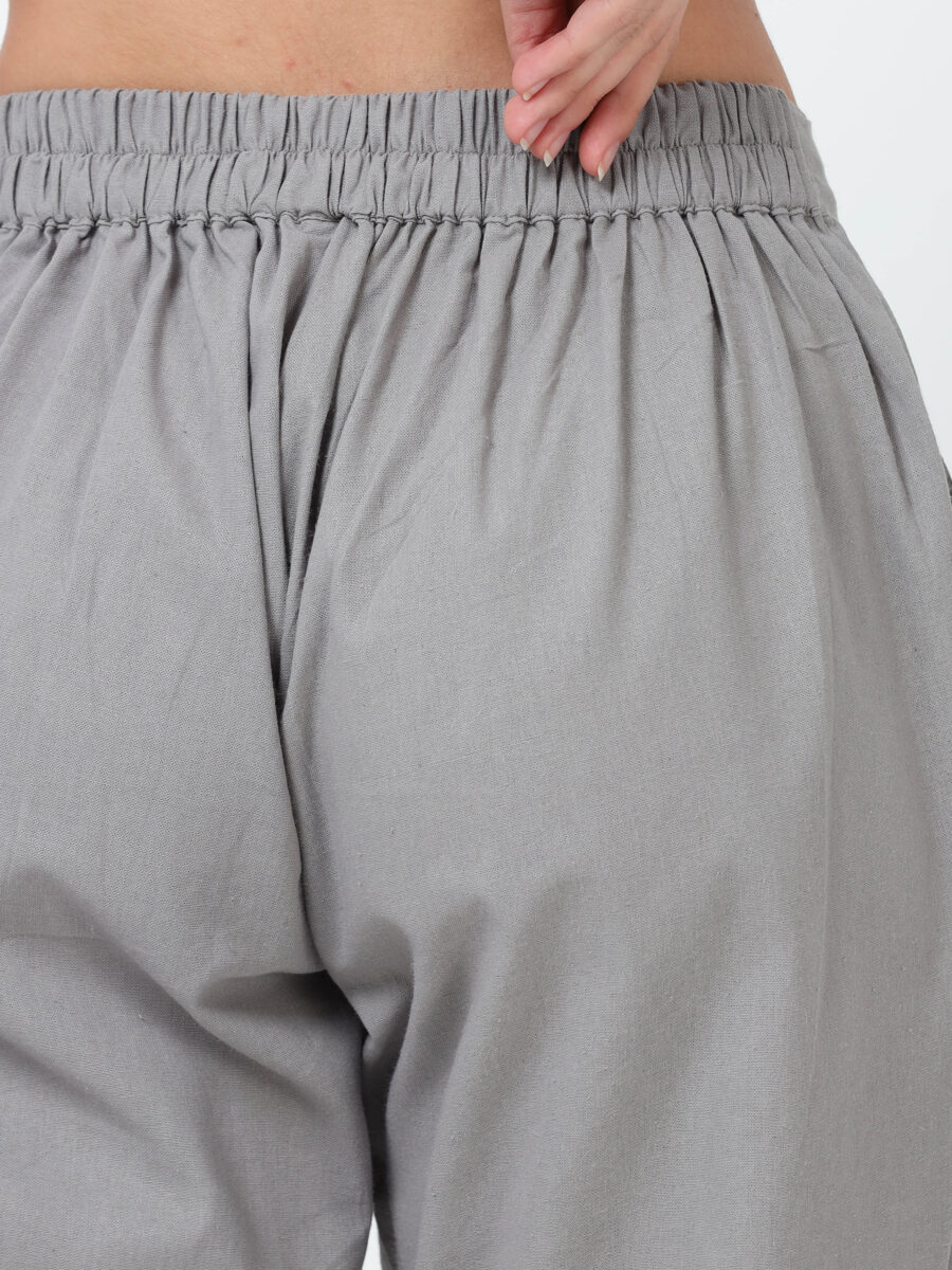 Marcia Grey Solid Cotton Regular Trousers - Image 5