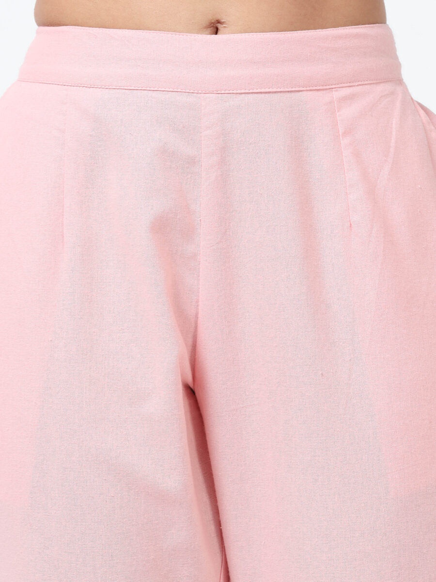 Marcia Pink Solid Cotton Regular Trousers - Image 2
