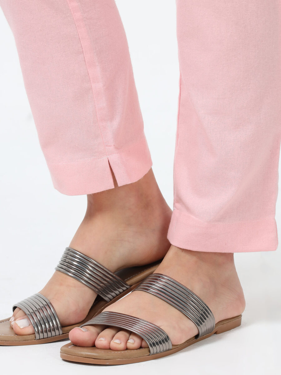 Marcia Pink Solid Cotton Regular Trousers - Image 3