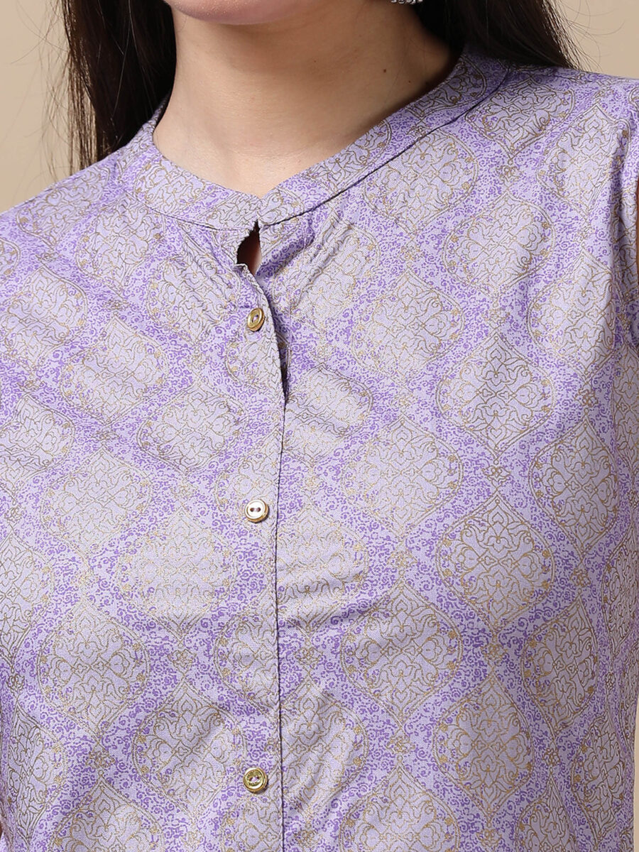 Marcia Lavender Printed Rayon Straight Long Kurta - Image 4