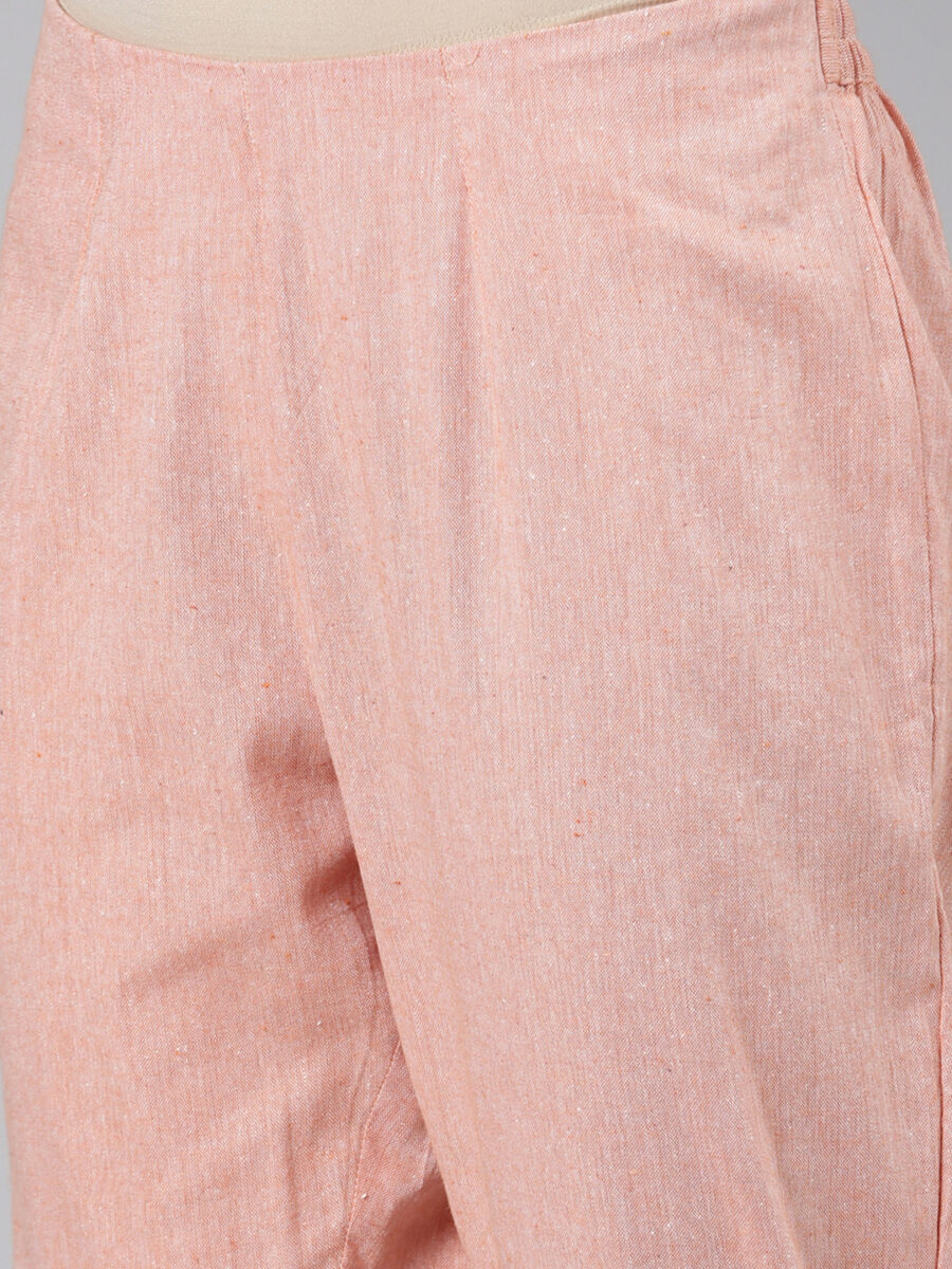 Marcia Peach Solid Cotton Regular Trousers - Image 3
