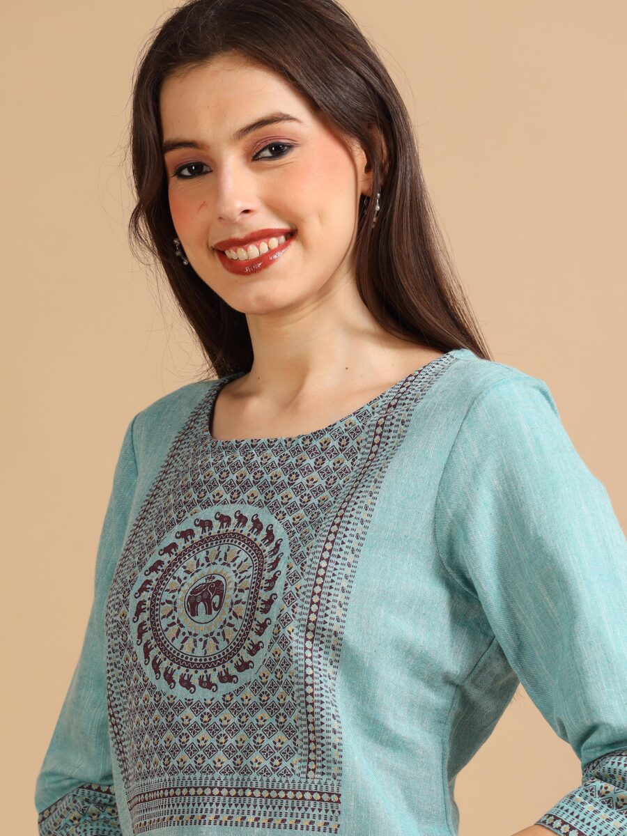 Marcia Blue Printed Cotton Kurta - Image 6