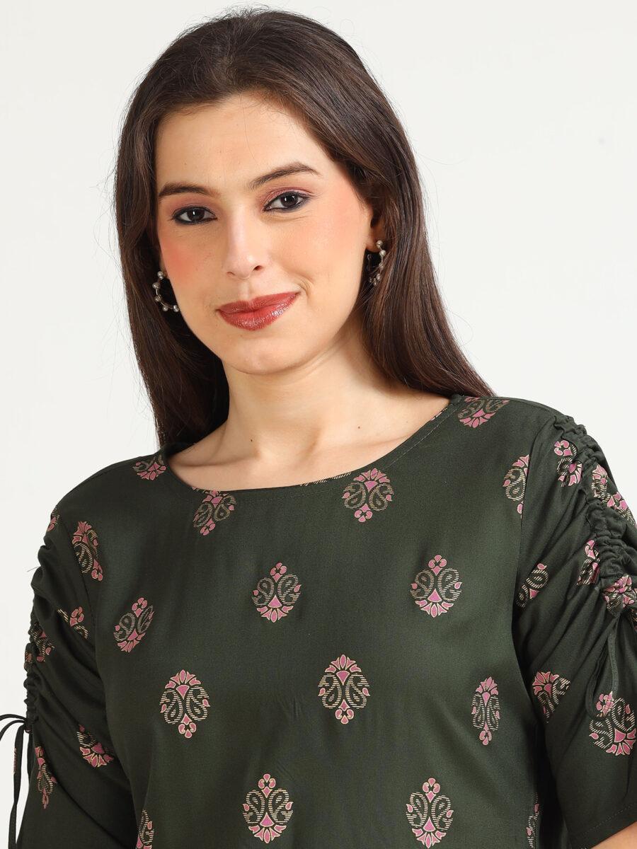 Marcia Green Printed Rayon Kurta - Image 6