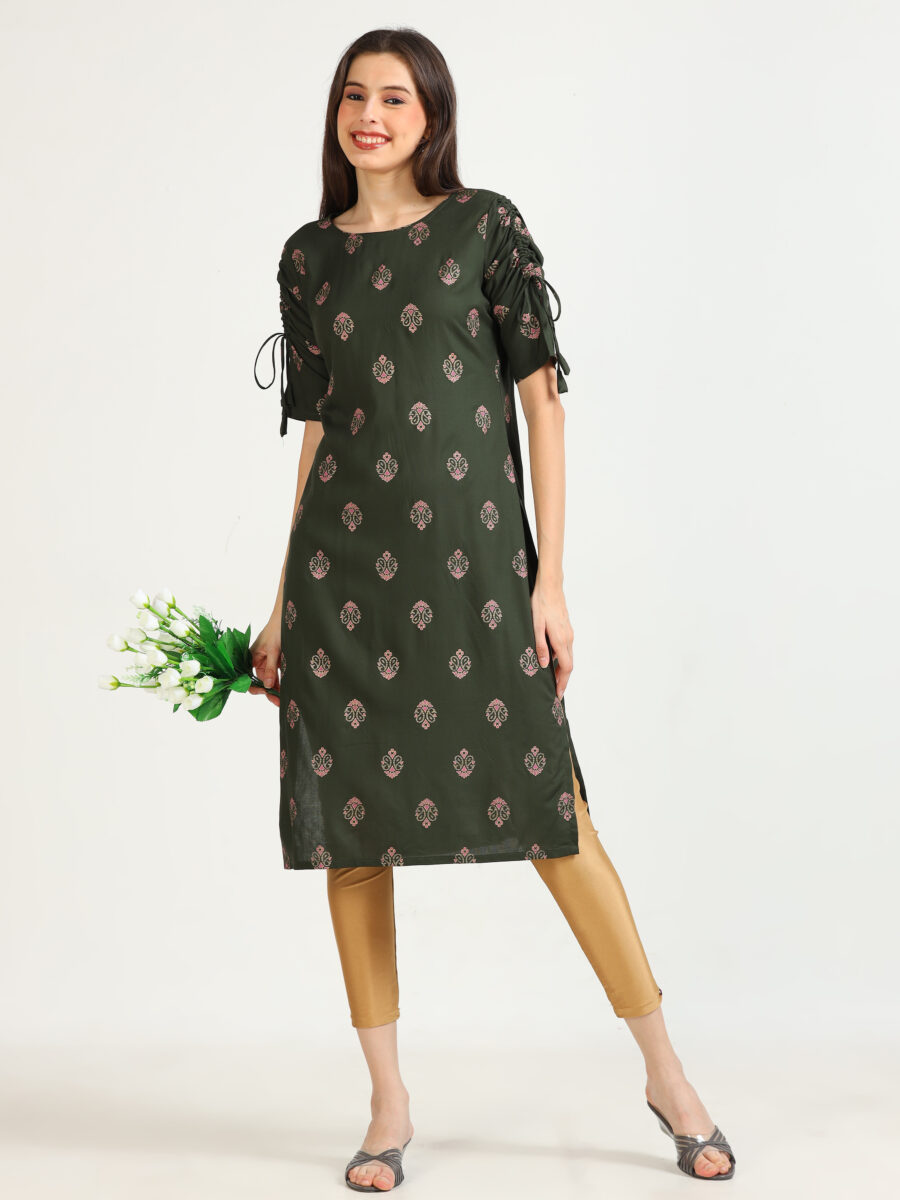 Marcia Green Printed Rayon Kurta