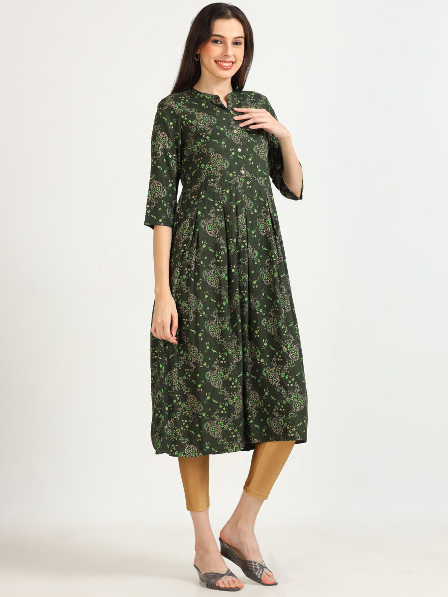 Marcia Green Printed Rayon Kurta - Image 2