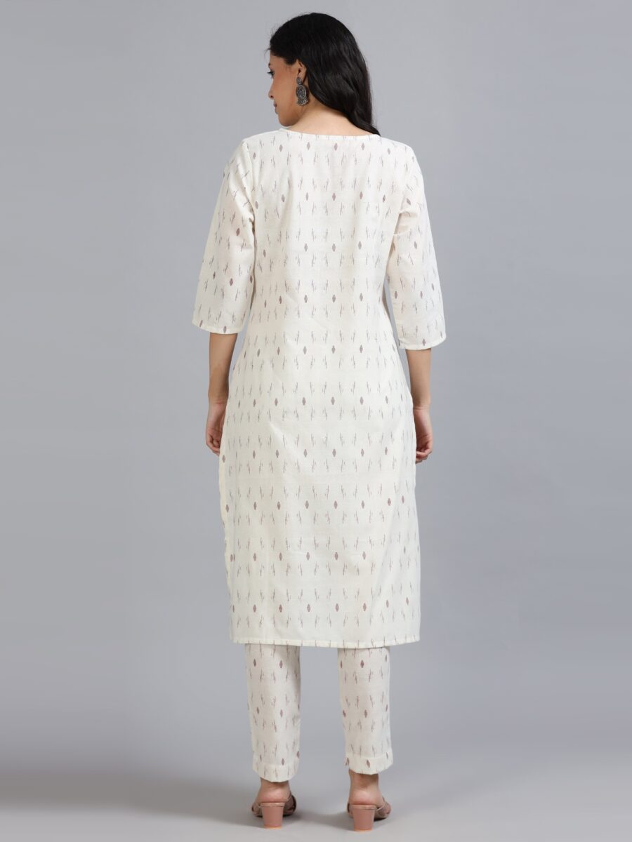 Marcia White Embroidery Cotton Kurta Set - Image 5