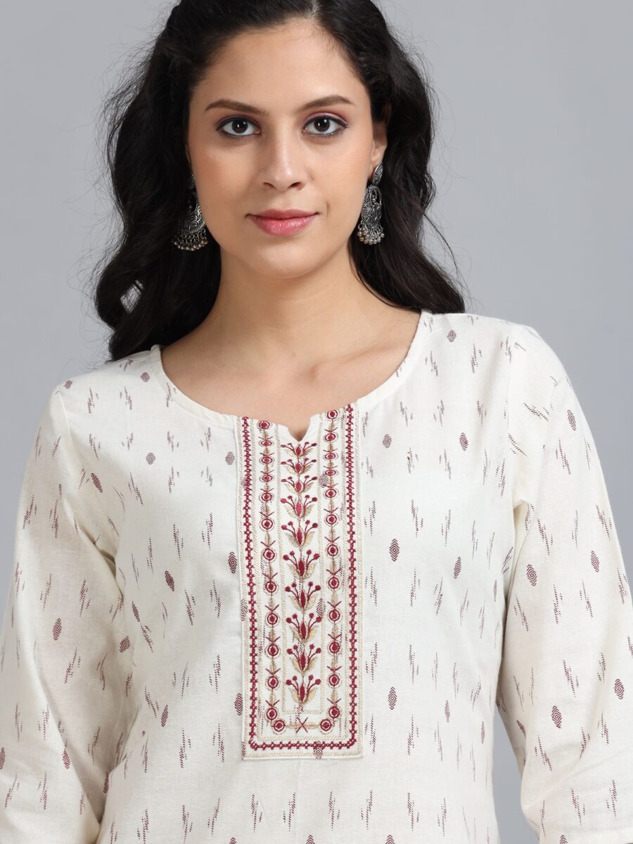 Marcia White Embroidery Cotton Kurta Set - Image 6
