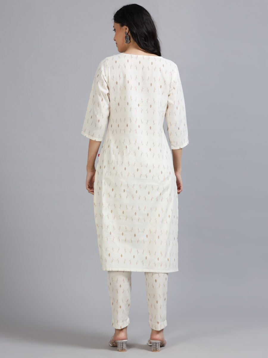 Marcia White Embroidery Cotton Kurta Set - Image 5