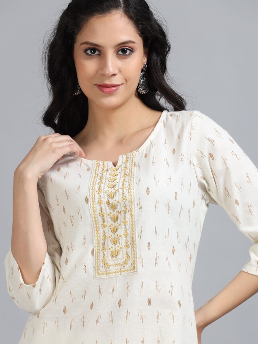 Marcia White Embroidery Cotton Kurta Set - Image 6