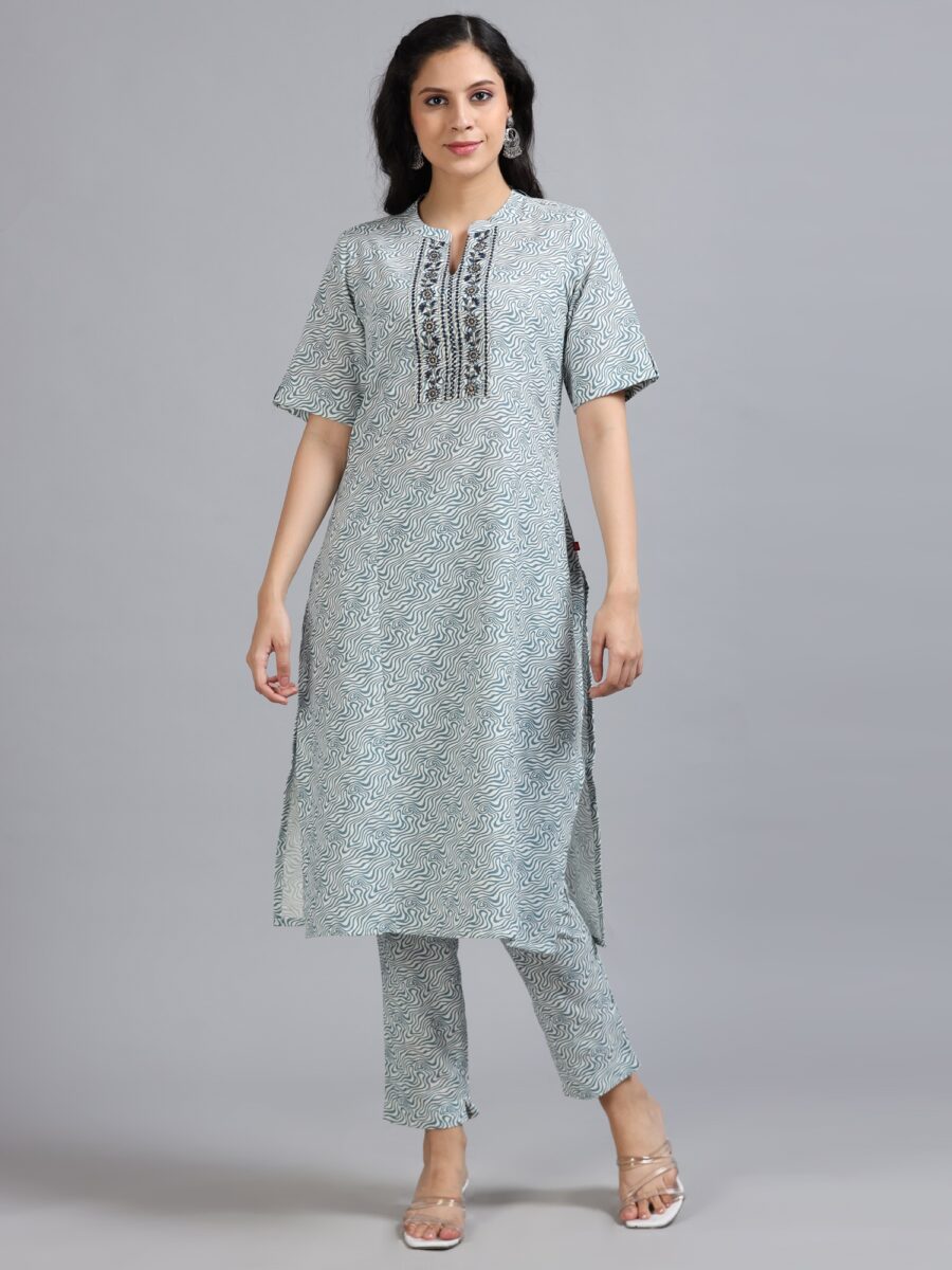 Marcia White Embroidery Cotton Kurta Set - Image 2