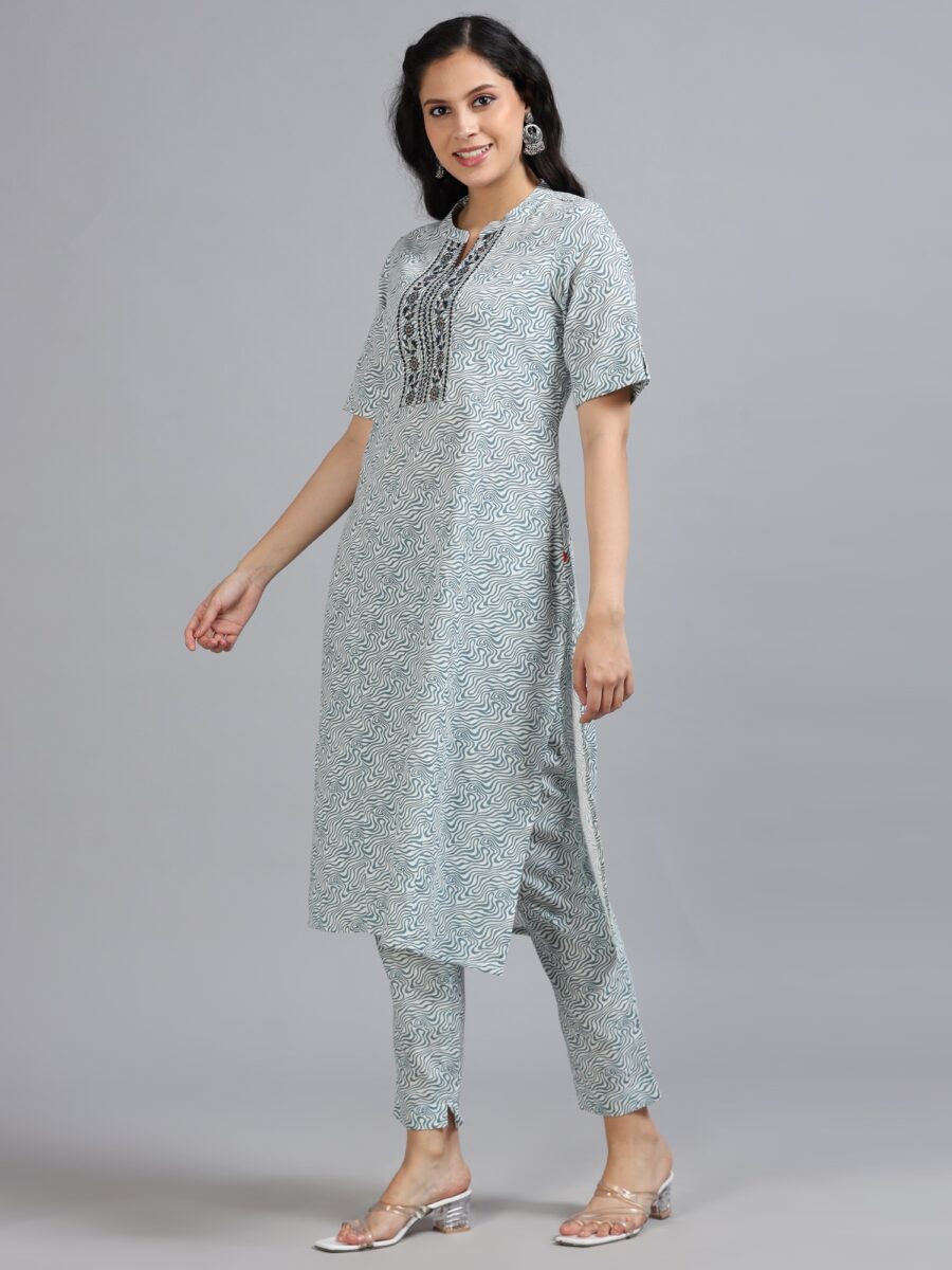 Marcia White Embroidery Cotton Kurta Set - Image 3