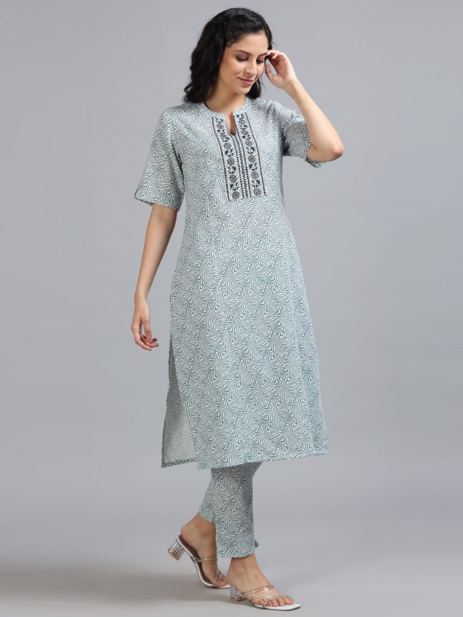 Marcia White Embroidery Cotton Kurta Set - Image 4