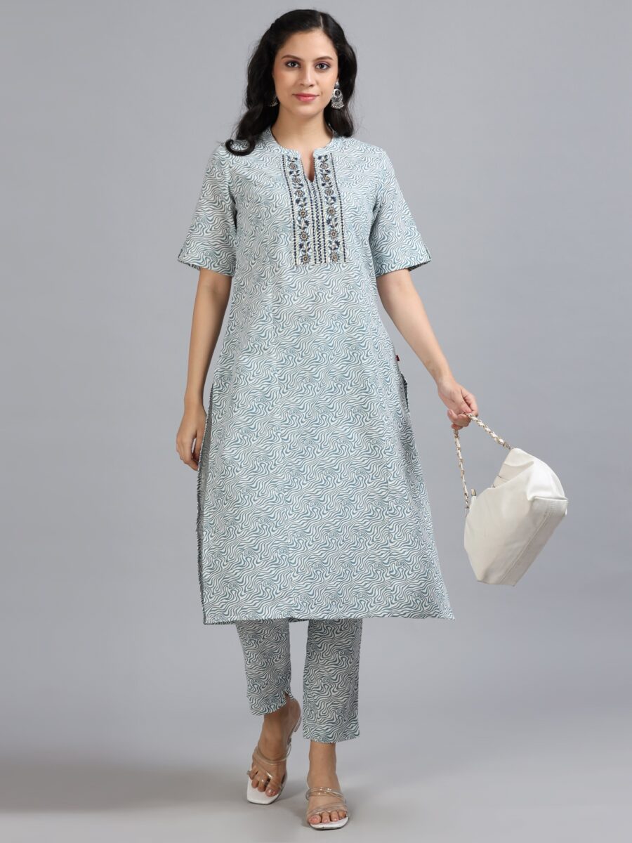 Marcia White Embroidery Cotton Kurta Set