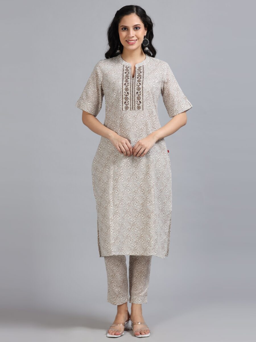 Marcia White Embroidery Cotton Kurta Set - Image 2