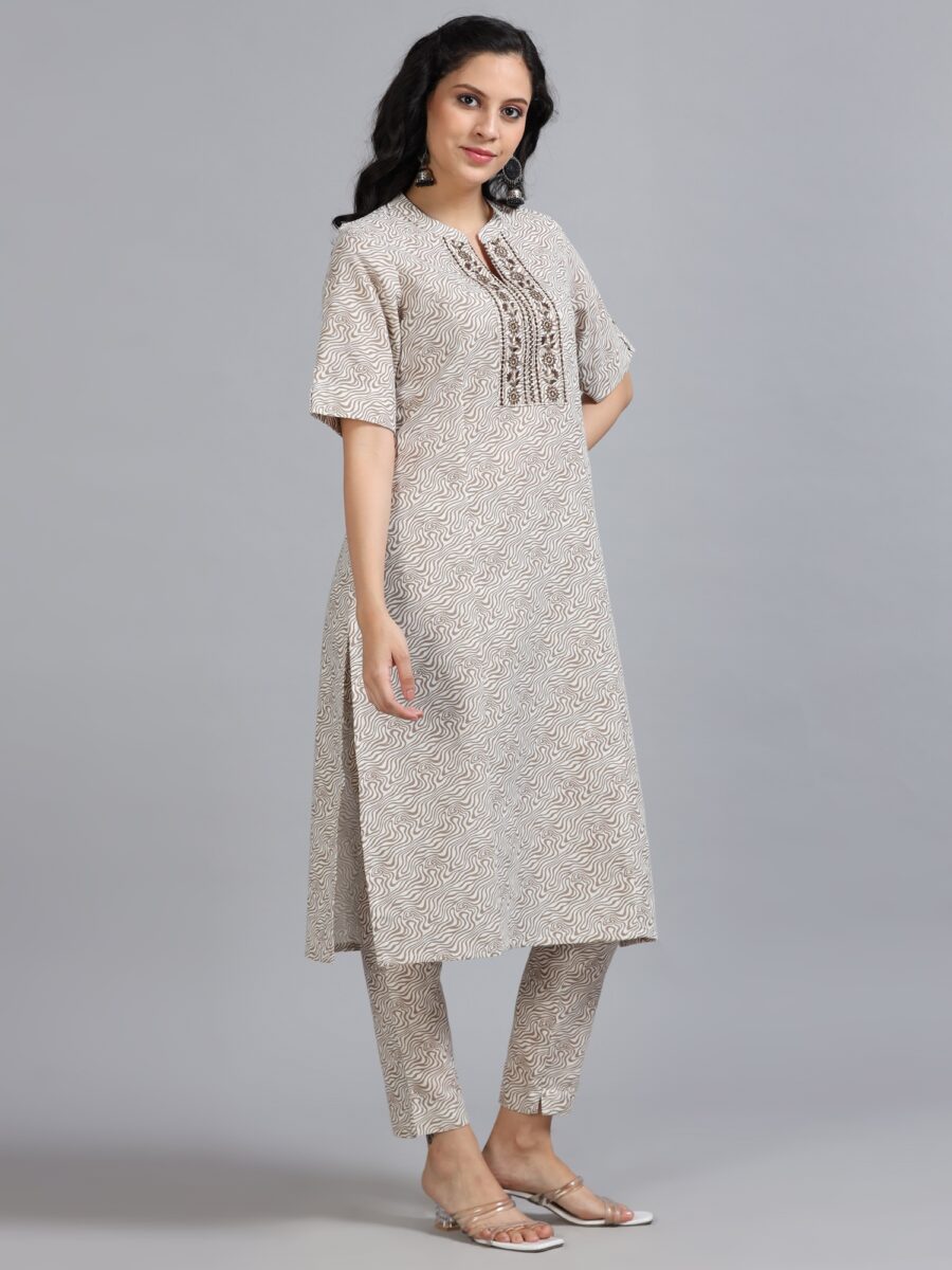 Marcia White Embroidery Cotton Kurta Set - Image 4