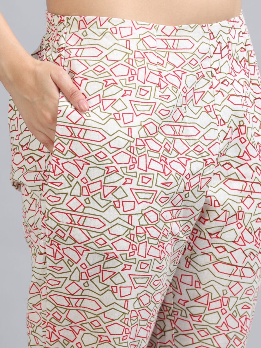 Marcia White Printed Cotton 3 Pc Kurta Set - Image 7
