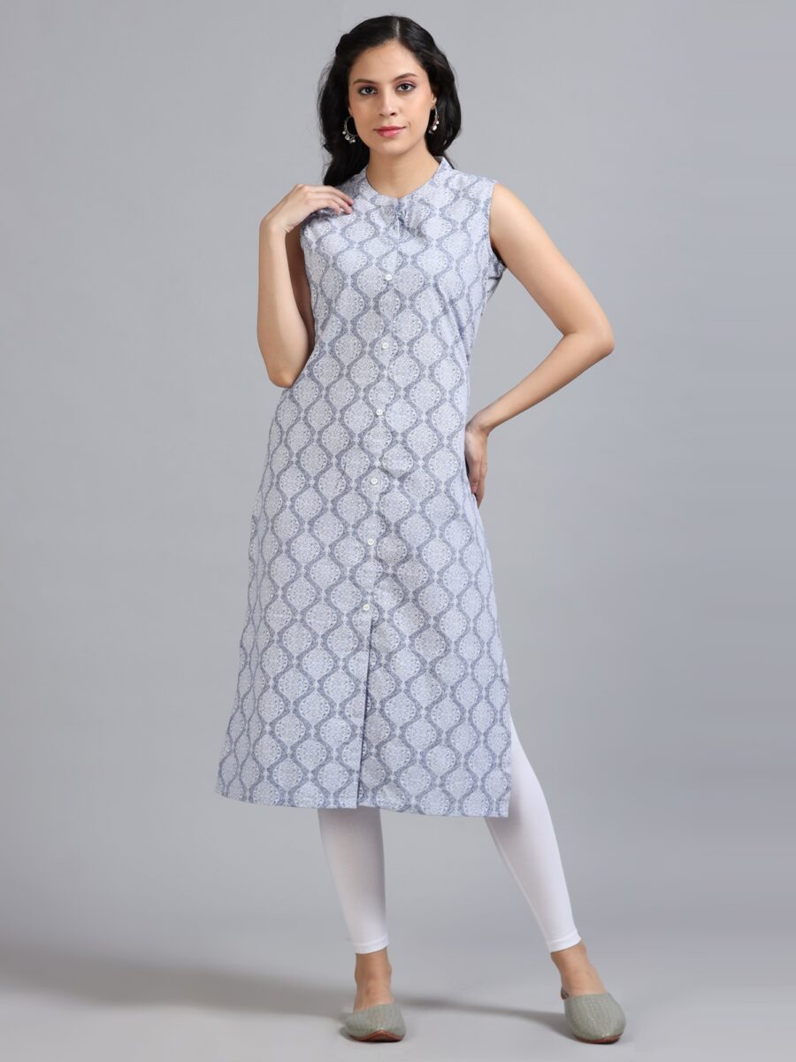 Marcia Blue Printed Cotton Kurta - Image 2