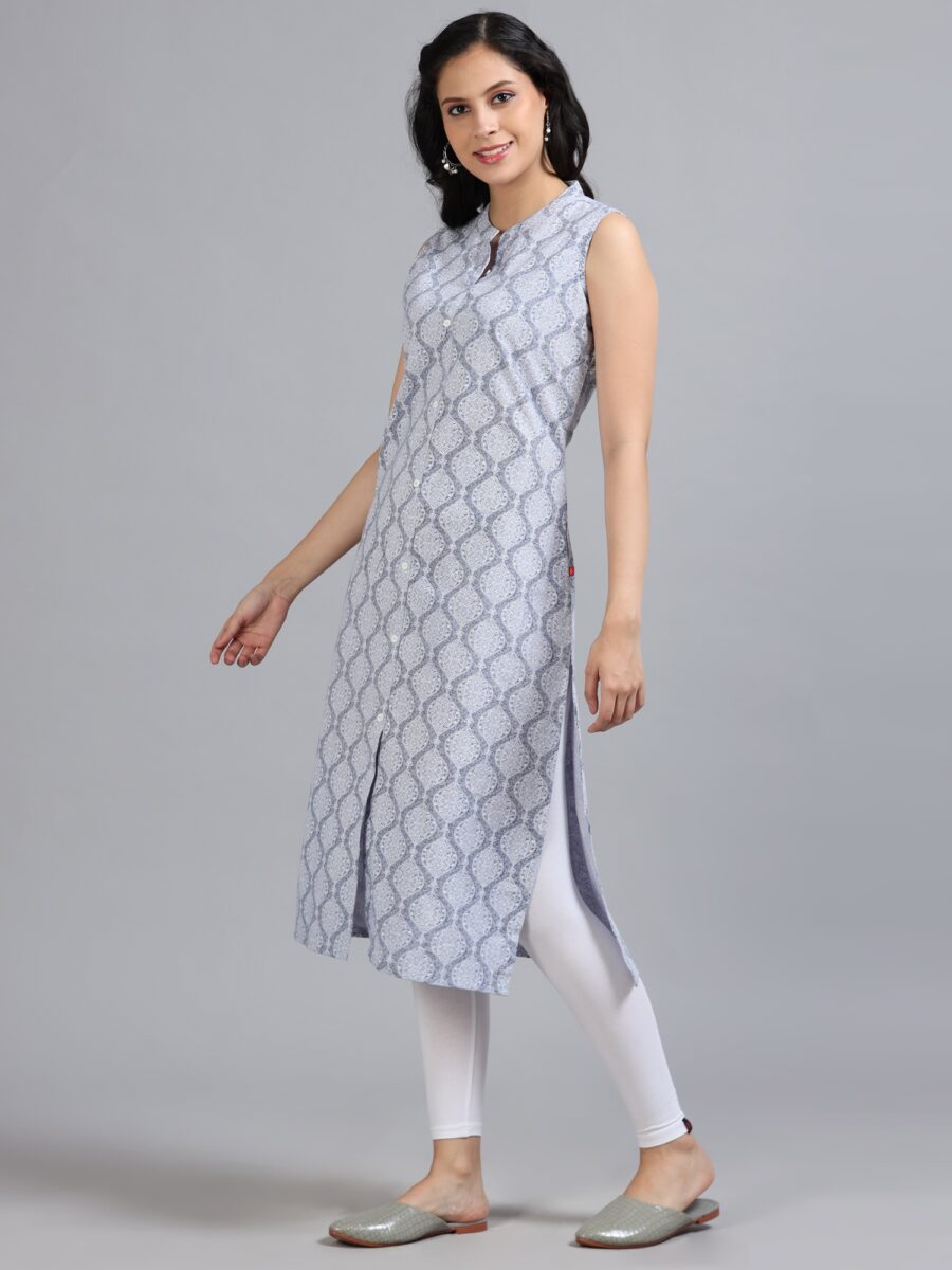 Marcia Blue Printed Cotton Kurta - Image 3