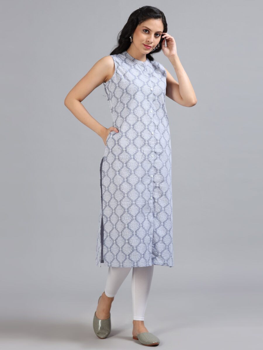 Marcia Blue Printed Cotton Kurta - Image 4