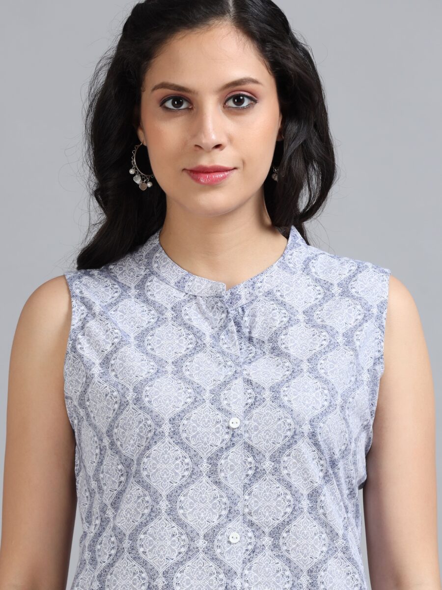 Marcia Blue Printed Cotton Kurta - Image 6