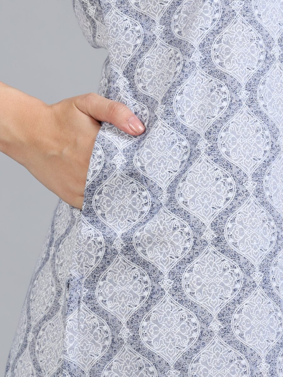 Marcia Blue Printed Cotton Kurta - Image 7