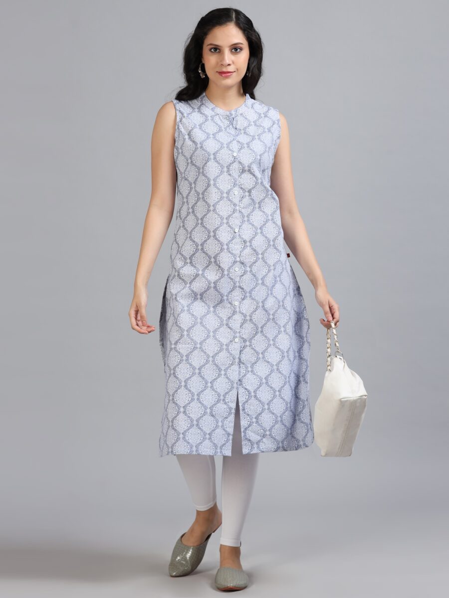 Marcia Blue Printed Cotton Kurta