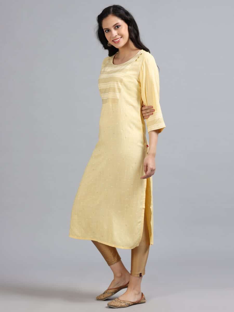 Marcia Yellow Printed Rayon Kurta - Image 6