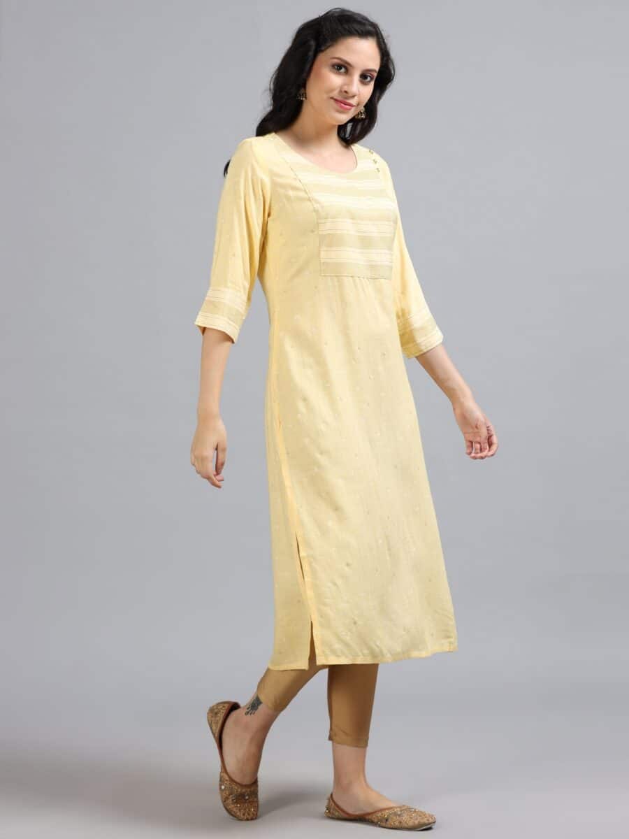 Marcia Yellow Printed Rayon Kurta - Image 5